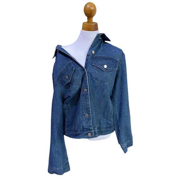 NEW Oversized Denim Lace Cross Back Jacket - Picture 3 of 9